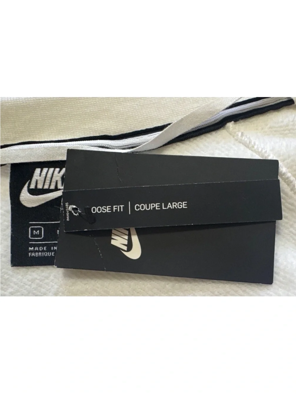 Nike Sportswear Women's White Open Front Fleece Cardigan Pockets Loose Fit M
